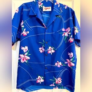 Shoreline Hawaiian Floral Blue Men's Shirt